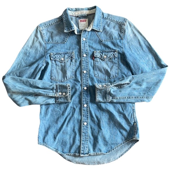 Levi’s Slim Fit Coupe Etroite Denim Button Down Shirt - Picture 1 of 8